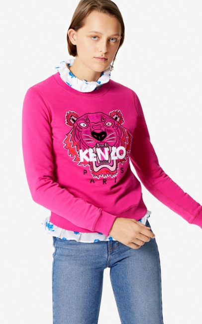 Kenzo Women Tiger Sweatshirt Deep Fuschia